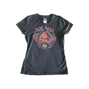 Harley Davidson Of Grand Cayman Islands BWI Skull Baby Tee T Shirt Size M Black